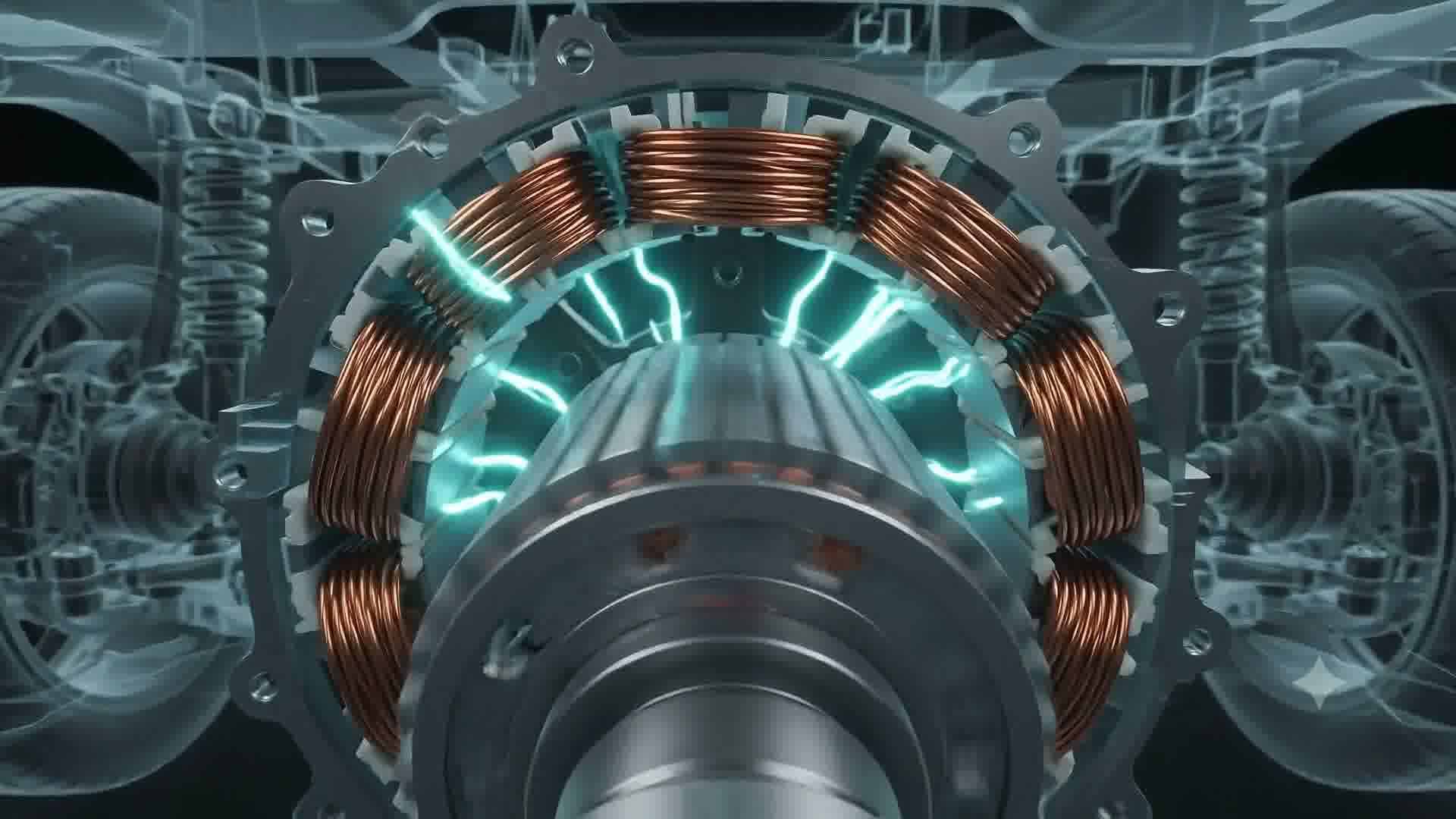 X-ray view of the DEEPAL S07 electric motor with energized copper windings