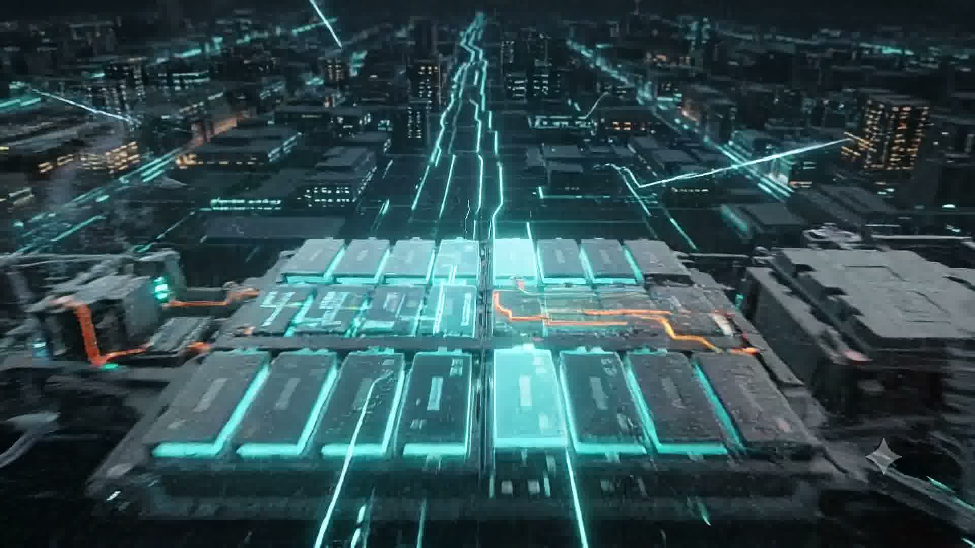DEEPAL S07 battery cells lighting up like a city grid seen from above